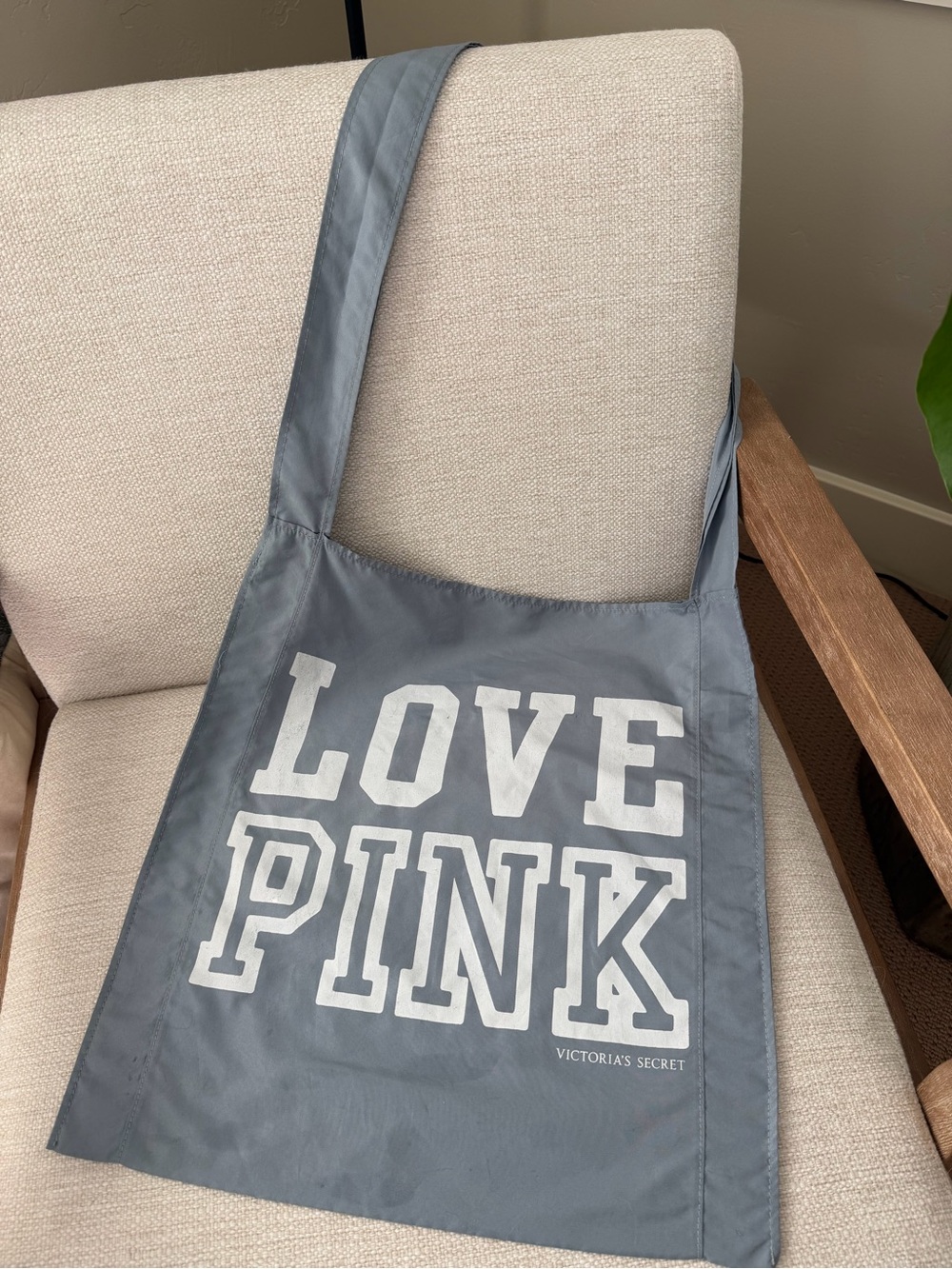 PINK Victoria's Secret Gray Tote Bag with White Logo
